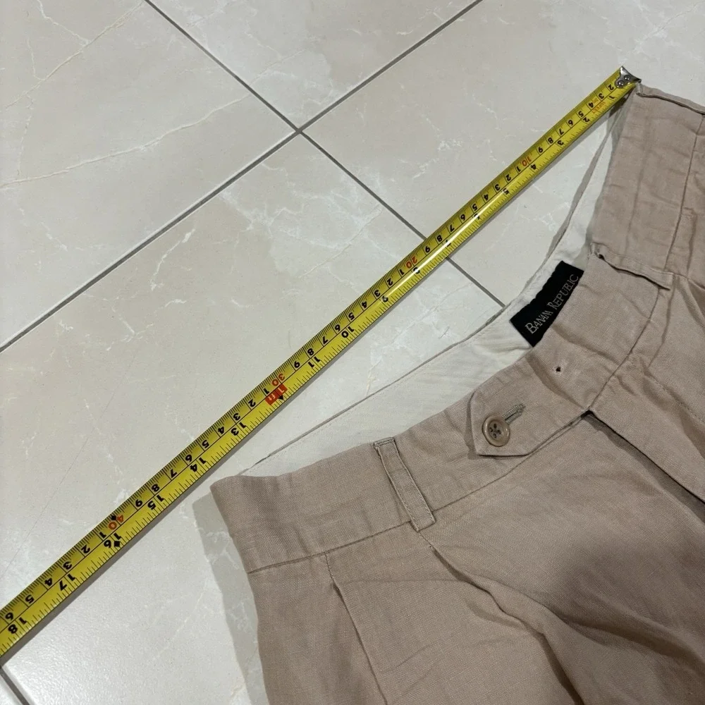 Banana Republic Linen Pants Men's 32 Straight Relaxed Fit Tan Khaki preppy Ivy